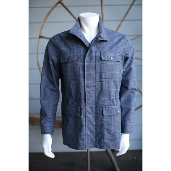 $3800 Isaia Cool Jacket-Summer Denim Effect-Wool/Silk SZ 48/38 Blue Waterproof